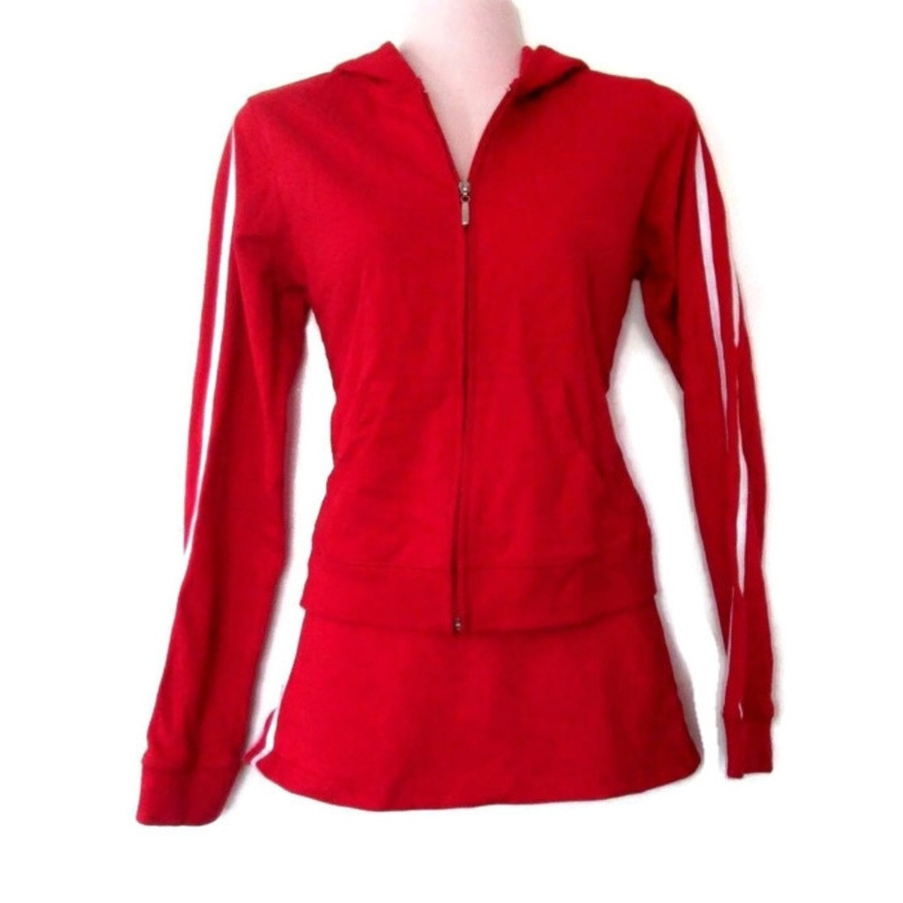 y2k sexy red track suit mini skirt hoodie size small